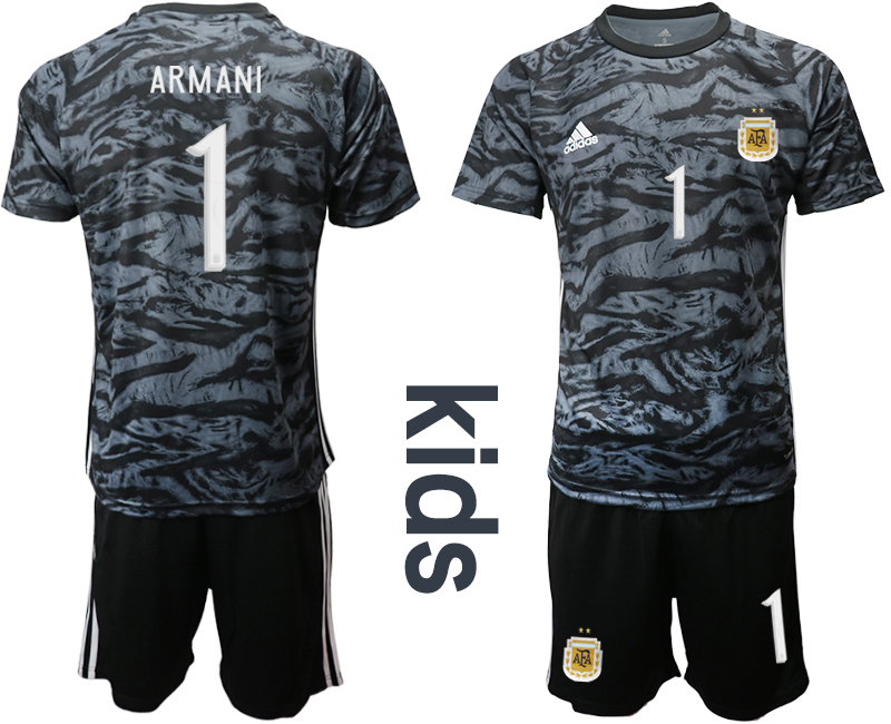 Youth 2020-2021 Season National team Argentina goalkeeper black #1 Soccer Jersey1->argentina jersey->Soccer Country Jersey